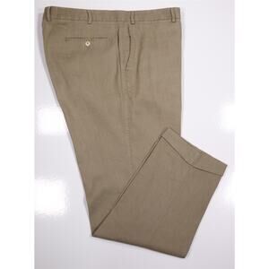 Hiltl Mens Tan Linen Cotton Stretch Flat Front Dress Pants Trousers 40x31